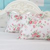 White 400 Thread Count Cotton Pillowcase Set, Red Flower Printed