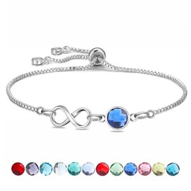 Yumioxa 12 Months Birthday Stones Tennis Bracelets Adjustable Bracelets Jewelry for Women Unique Birthday Color Crystal Chain for Her (September(Infinity))