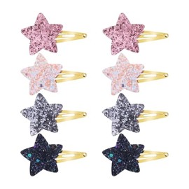 Glitter Star Hair Clips Girls, 8 Pieces Cute Star Hair Clips Metal Snap Hair Clips Girls, Pentagram Hair Clips Y2k Accessories for Toddlers Women Girls Party Birthday Hair Clips Styling