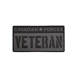 PVC Morale Patch - Canadian Forces Veteran - Black & Grey 2"x4"