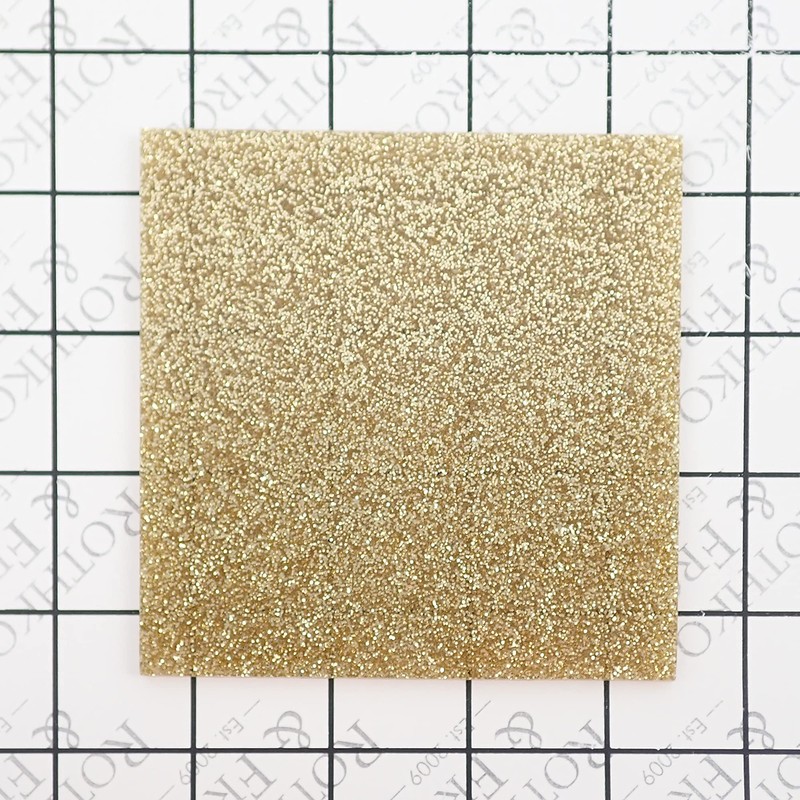 Incudo Light Gold Glitter Cast Acrylic Sheet, 3mm Thick, 150x125mm