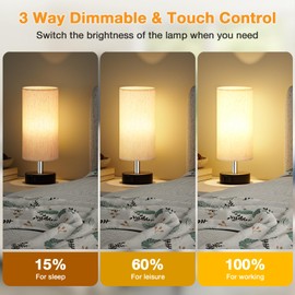 PartageiZ Small Touch Bedside Lamp for Bedroom - Table Lamps for Nightstand, Minimalist Night Stands Light Lamp, Desk Lamps for Reading Room, Kids Room, Living Room, Office, Dorm