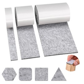 Felt Furniture Pads, 3 Rolls Furniture Felt Pads Hardwood Floor Wall Protectors Non Slip Self Adhesive Cuttable Gray Strip Tape Floor Protectors for Table Chair Bed Sofa Legs