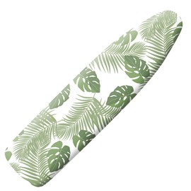 Extra Thick Ironing Board Cover and Pad, 15x54 Ironing Board Cover, Resist Scorching and Staining,Elastic Edges,Green Leaves Tropical Palm Leaf
