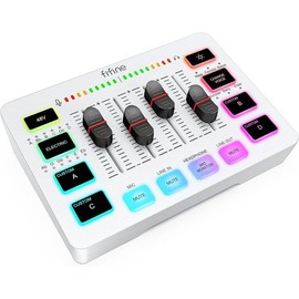 Gaming Audio Mixer with XLR, 48V Phantom Power, RGB, Sound Effects, Mute, Volume Control for Streaming, Podcast, Recording, Game Voice content creation - Color: Black