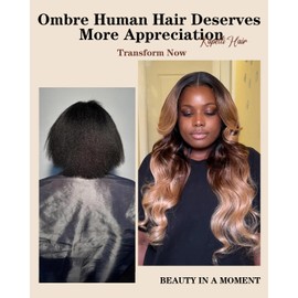 Kapelli Hair Ombre Human Hair Bundles with Closure Body Wave (12 14 16+10) 100% Unprocessed Brazilian Virgin Remy Human Hair 3 Bundles with Closure 2 Tone Black to Burgundy Weave for Women