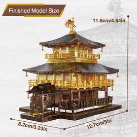 Piececool 3D Puzzle Metal Kinkaku-ji, Scenic Buildings Craft Model Kits for Adults to Build, 3D Puzzles Adult Teens for 304 Stainless Steel, Ideal as Gifts, Home Decoration, DIY, 369 Pieces