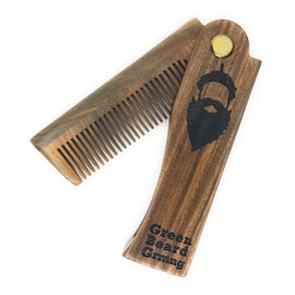 Peine plegable Tree-mendous de madera de sándalo – Peine plegable de madera de Green Beard Grmng – Peine de pelo de hombre, barba y bigote – Tamaño de bolsillo, resistente, peine de madera de sándalo para cada día