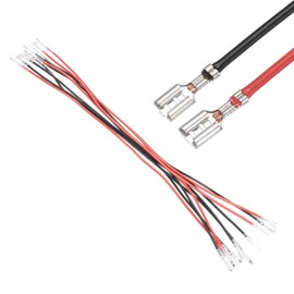 MECCANIXITY 10Pcs Double Head Female Spade Crimp Terminal with Insulating Sleeve 2.8mm, Female Spade Quick Connector Assortment Kit with 30cm Wires, Flame Retardant Cover