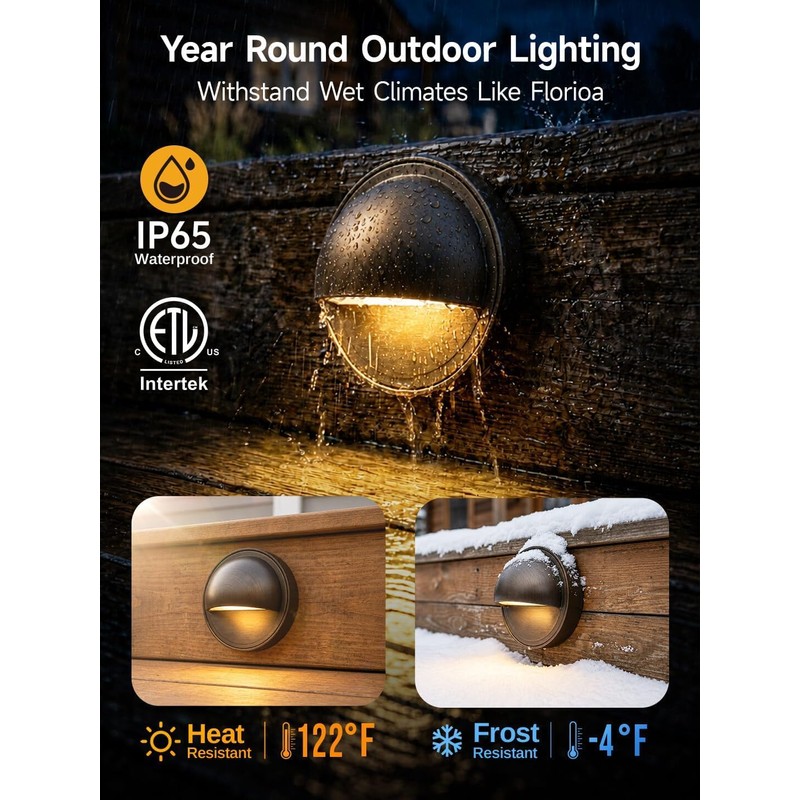 Gardenreet Solid Brass Deck Light, 12V, Bronze, Bulb Not Included,