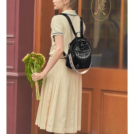 UTO Backpack Women's Small Shoulder Bag PU Leather Waterproof Large Capacity Many Compartments Removable Shoulder Strap Backpack Handbags Women Daypack Everyday Work Outdoor Travel, 1309 Black