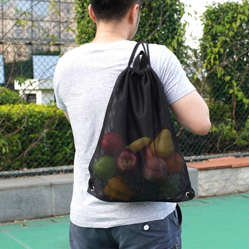 YaoooosF Mesh Bag, Gym Sack, Shoulder Bag, Backpack, 17.7 x