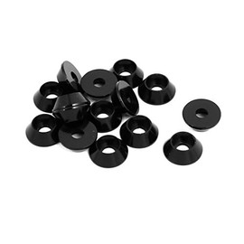 Sourcingmap M3 Aluminium Alloy Cone Shaped Round Cup Bumper Washer Black 15pcs