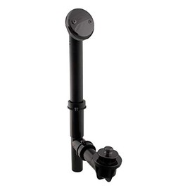 Westbrass 597144-62 Black 1-1/2" Tubular Pull & Drain Bath Waste Drain Kit with 2-Hole Overflow Faceplate, Matte Black