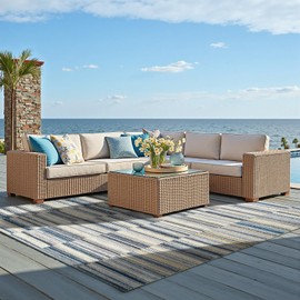 jinchan 8x10 Area Rug, Indoor Outdoor Rug Washable Non Slip, Modern Easy Thin Abstract Large Geometric Striped Outdoor Patio Rug for Living Room Backyara Deck Dining Room, Blue