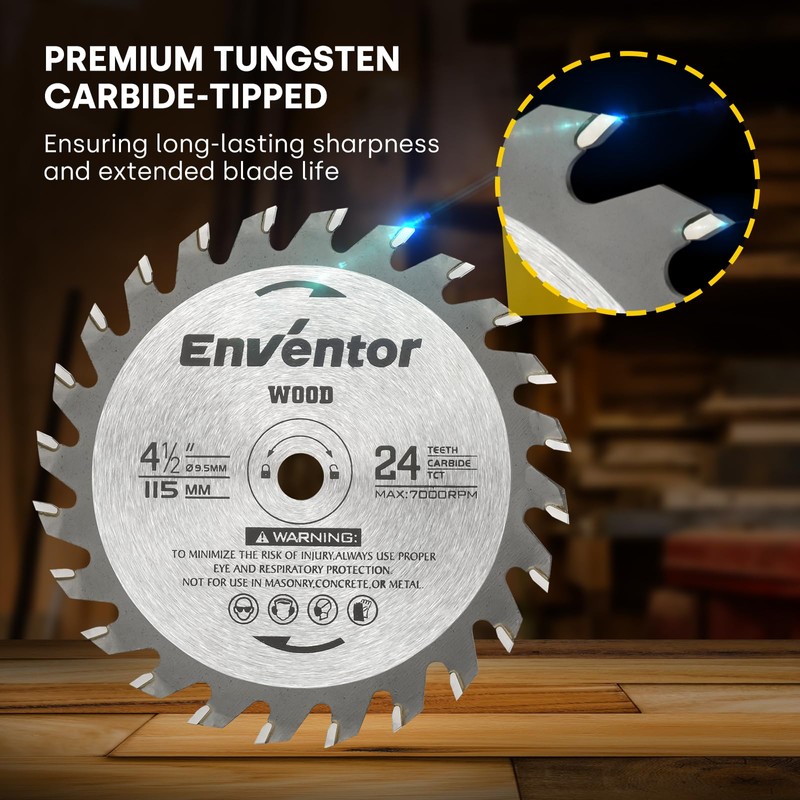 Enventor 3 Pack 4-1/2 Inch (115mm) Mini Circular Saw Blades