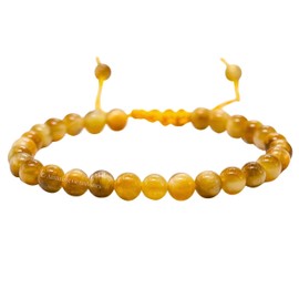 Yellow Cats Eye Bracelet for Women Men's Gifts - Protection Healing Crystal Bracelet - 6mm Gemstone Beaded Adjustable Bracelet Pulseras Para Hombres Mujer Stocking Stuffers