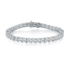 MDFUN Tennis Bracelet for Women and Men 3mm Cubic Zirconia 18K White Gold Plated Size 7.5 inches