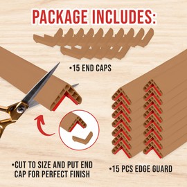 Rubber Bond Wall Corner Guard Edge Protector, 1x1x36 inch Baby Proofing Corner Guards | Self-Adhesive Furniture Edge Strips for Home & Office (15 Pack, Brown)