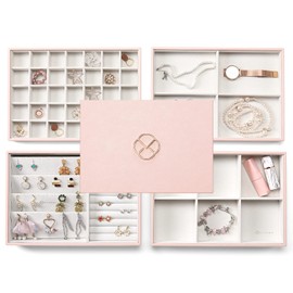 Vlando NEW Miller Jewelry Trays Stackable Showcase Display Drawer Organizer Storage- Multi-Purpose,Multiple Combinations, Large Capacity Multi-Layer Design and Fashion(Grey)