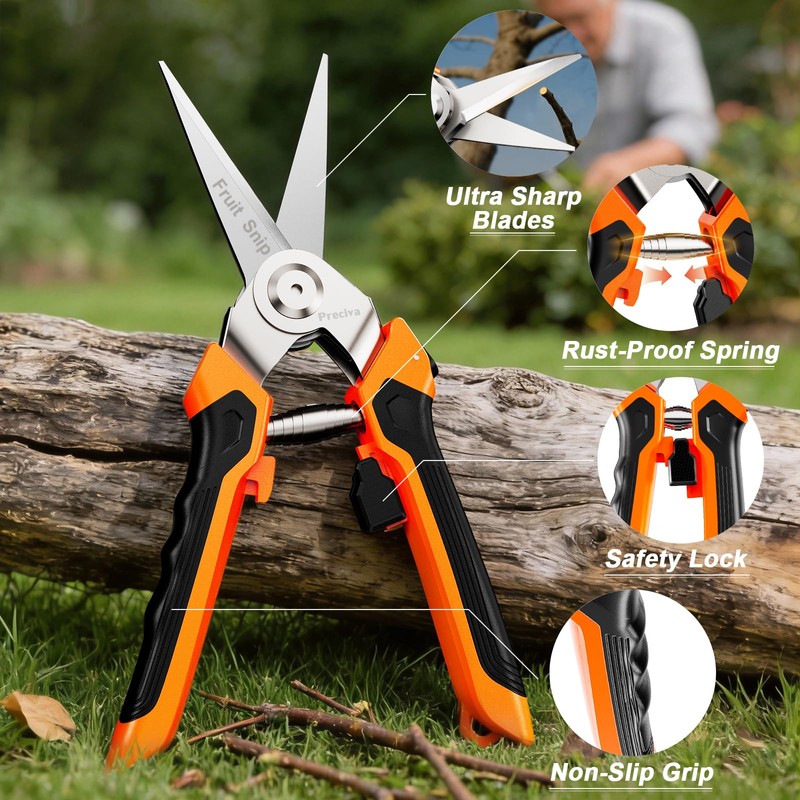 Preciva 4-in-1 Garden Pruning Shears, Gardening Shears with 4 Size