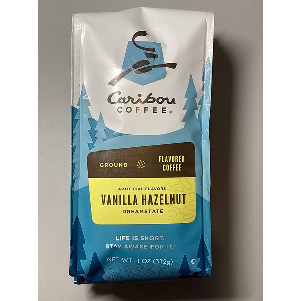 Caribou Coffee, Flavored Vanilla Hazelnut Dreamstate, Ground Coffee, 11 oz. Bag, Medium Roast Coffee Lightly Sweetened with Hazelnut & Vanilla Flavors, 100% Arabica Coffee Beans; Sustainable Sourcing