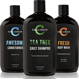 Tea Tree Shampoo, Awesome Conditioner, Fresh Body Wash Trio - Three 16oz Sulfate Free w/Vitamins, Argan Oil, Biotin - For Men & Women - Keratin, Vitam