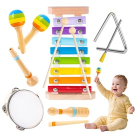 Montessori Toy from 1 Year Old Musical Instruments with Drum Drum for Babies Music Wooden Toy Set for Children from 1 2 3 4 Years Educational Toy for Gift Girls Boys