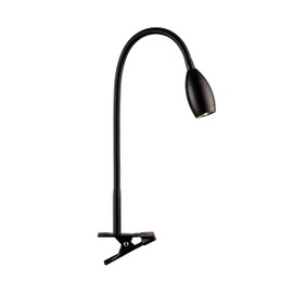 O'Bright Lumos - Versatile Clip-on Lamp: Zoomable Spotlight, Dimmable LED, Flexible Gooseneck, 4000K Light, 100% Metal Clamp - Ideal for Reading, Crafting, Work, and Headboards, Black