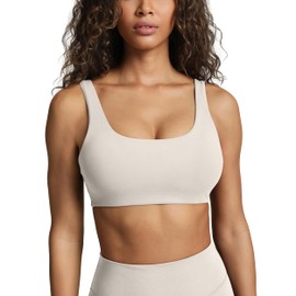 PAVOI ACTIVE Buttery Soft Sports Bra for Women | High Support Padded Workout Bra for A-C Cups | Low Scoop Neck, U Back, Yoga & Gym |FlexFlow| Moon, Medium