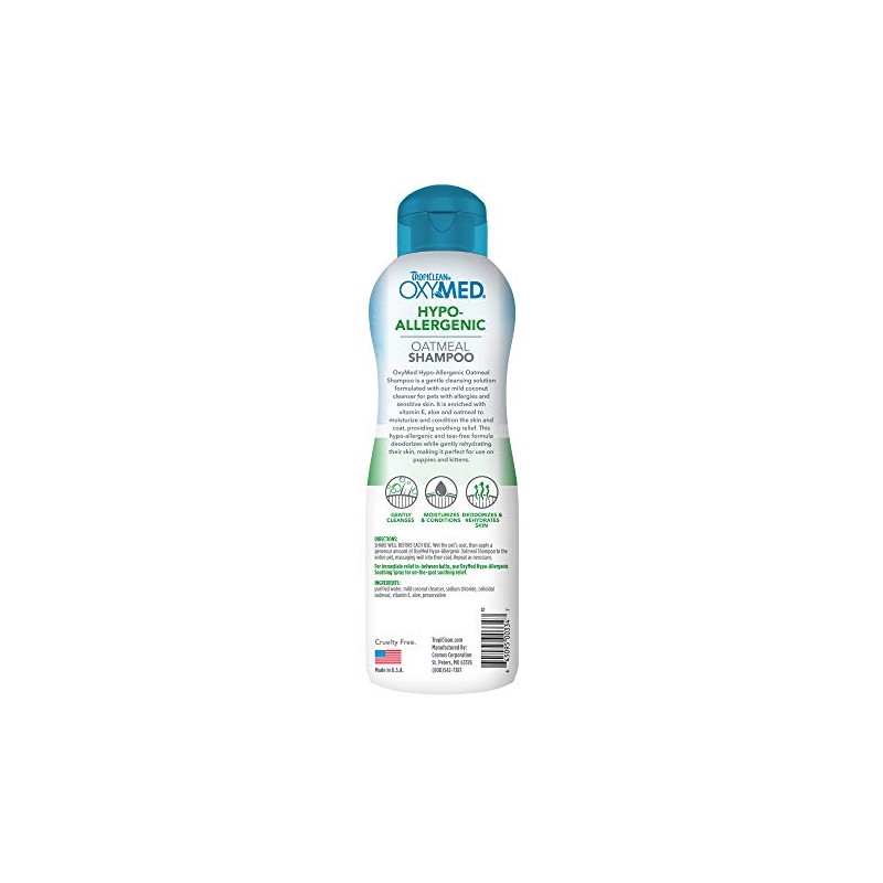 TropiClean OxyMed Hypoallergenic Pet Shampoo, 20-Ounce