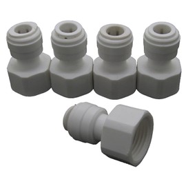 Rowiz Plastic Female 1/2 PT(3/4") to 3/8" Tube Quick Connector Fitting White RO Water Valve Filter Pack of 5