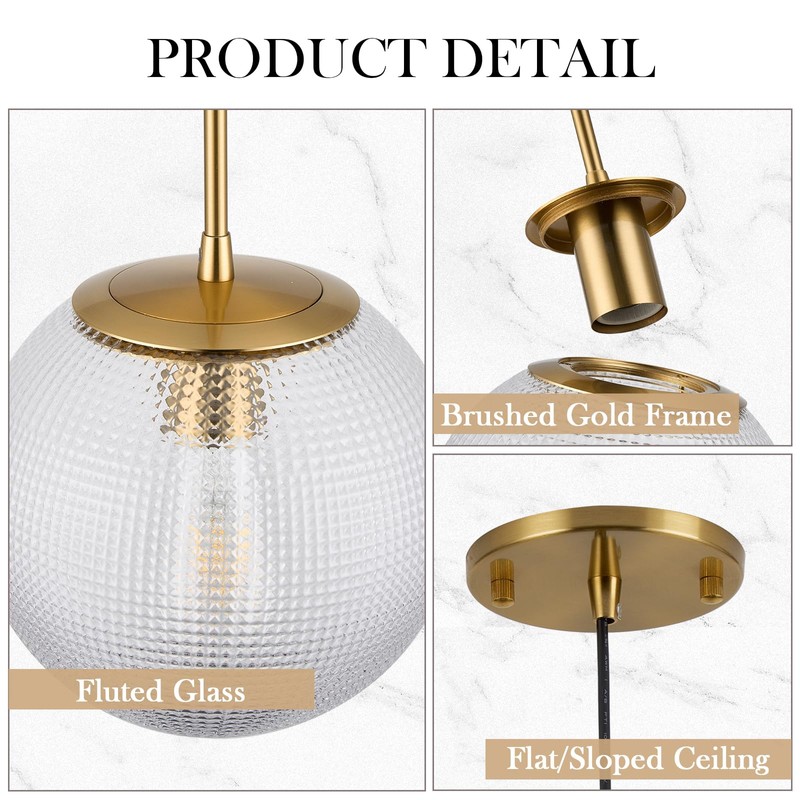 FEAZAC Glass Globe Pendant Light Fixtures, Mid Century Modern Ceiling