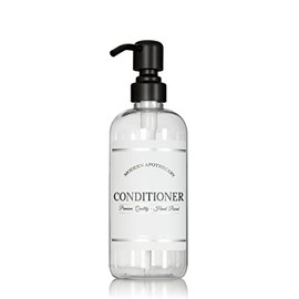 Artanis Home Refillable Clear PET Plastic 16 oz Conditioner Bottle with Black Satin Pump Dispenser - Chrome Accent Waterproof Labeled Bottle