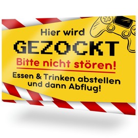 ZETTMANN® Hier wird gezockt Sign Approx. 29.7 x 21 cm Gaming Decoration Gamer Gift Gamer Gaming Accessories Room Decoration as Gaming Gadgets or Gaming Setup Accessories