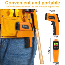 HOTUT Infrared Thermometer -50°C ~ 550°C (-58°F ~ 1022°F), Non-Contact Laser Thermometer Gun LCD Backlit Digital Display Adjustable Emissivity, for Cooking, Pizza, Oven, Refrigerator (Not for Human)