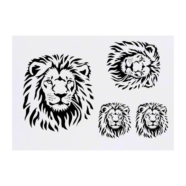 Azeeda 4 x 'Löwenporträt' Temporäre Tattoos - Wasserfest, Hautfreundlich &