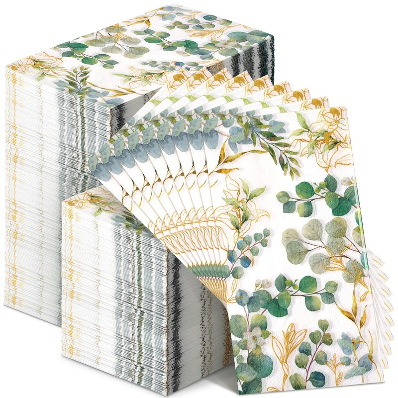 Spiareal 120 Pcs Greenery Paper Napkins 3 Ply Disposable Hand