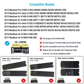 Jorkar External SSD Enclosure USB-C 3.2 for 12+16 Pin MacBook SSD, Hard Drive Reader for A1466 A1465 A1502 A1398 SSD Mac Air/Pro mid 2013-2017, Portable Aluminum SSD Case with Indicator