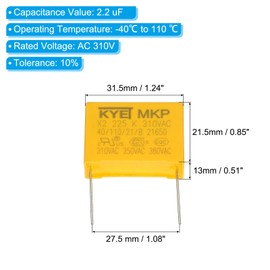 PATIKIL 10pcs 2.2uF AC 310V 27.5mm Pin Pitch 31.5x21.5x13mm Polypropylene Film Capacitor Assortment Kit for DIY Electronics Products