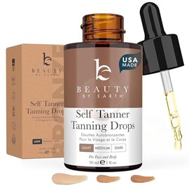 Gotas autobronceadoras para la cara - fabricadas en Estados Unidos con ingredientes orgánicos y naturales, gotas bronceadoras faciales con aloe vera, 