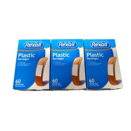 REXALL (3 PK) Rexall Plastic Bandage, 4-Sided Seal, .75" x 3", 60 Count Box