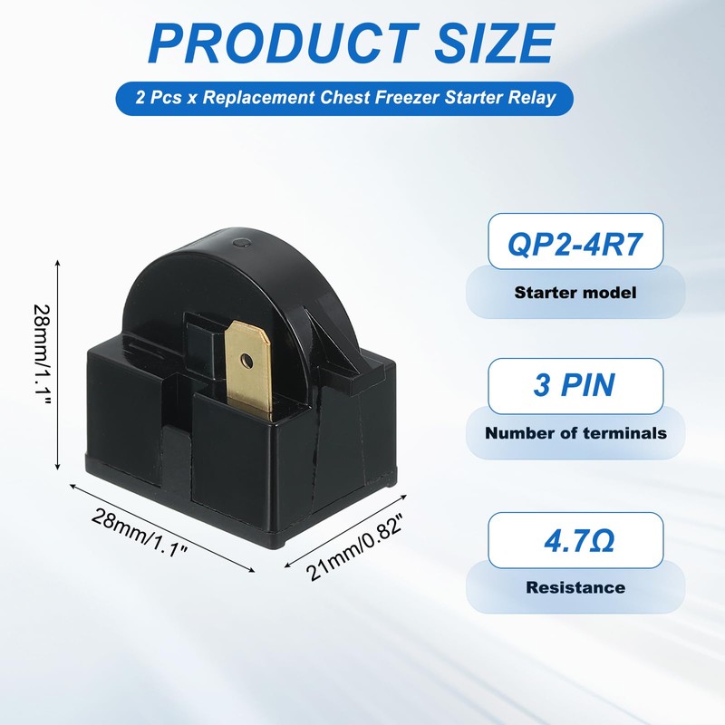 sourcing map 2pcs PTC Refrigerator Starter Relay, 4.7 Ohm 3