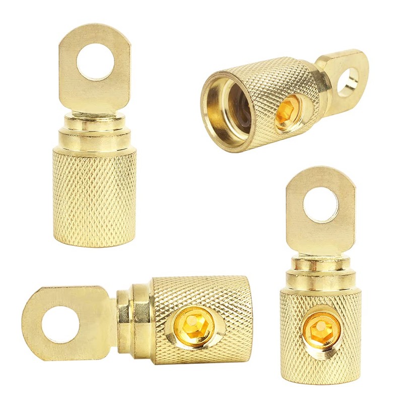 2Pcs 0 Gauge Brass with Gold Plated Ring Set Screw