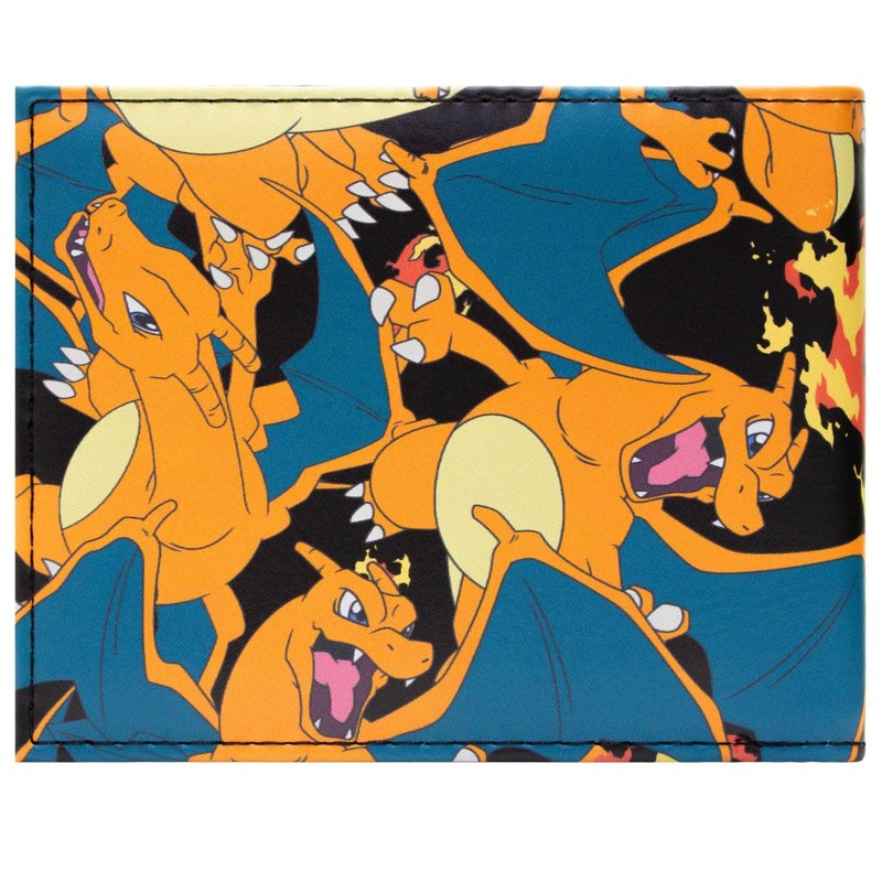 Flaming Fire Charizard 006 Pokeball Wallet Bi-Fold ID & Card