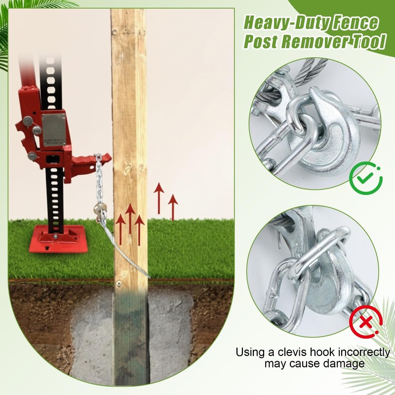 Therwen Heavy Duty Fence Post Removal Tool with Galvanized Cable