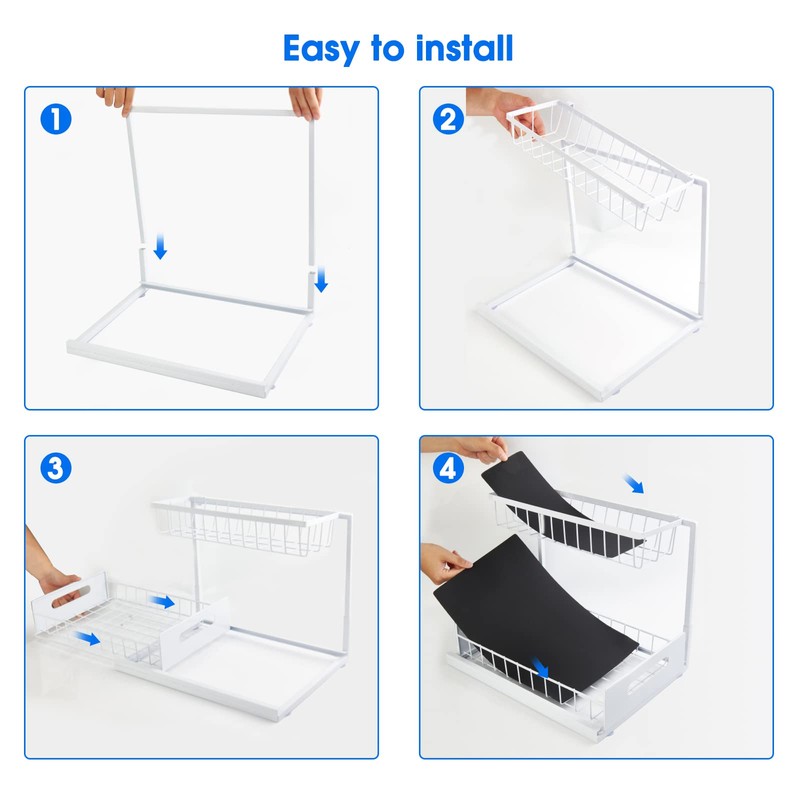 UINOFLE 2 Pack Under Sink Organizer, 2 Tier Pull-Out Cabinet