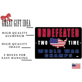 Rogue River Tactical Undefeated Back to Back World War Champs Patriotic Metal Tin Sign Wall Decor Man Cave Bar USA Flag