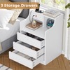 ADORNEVE Nightstand with Charging Station,White Night Stand with Hutch,Bedside Table