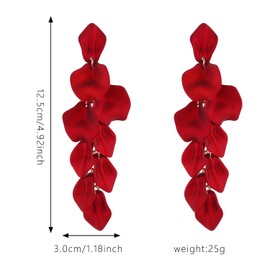 Trendy Red Green Poppy Flower Black Long Line Bar Tassel Earrings for Women Charm Drop Dangle Earring Jewelry (Red2)